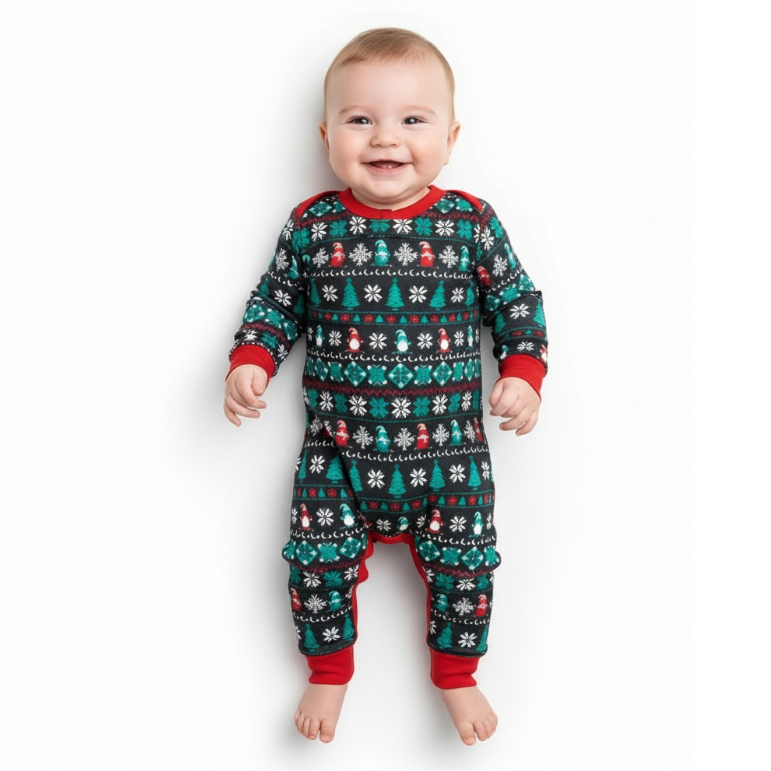 Snowflake And Candy Cane Printed Family Matching Christmas Pajama Set