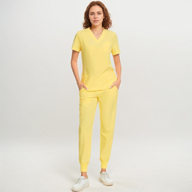 Stretch Scrubs Top And Jogger Pant With 10 Pockets
