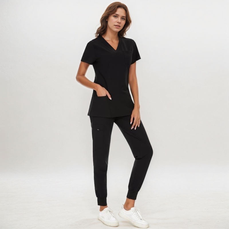 Stretch Scrubs Top And Jogger Pant With 10 Pockets