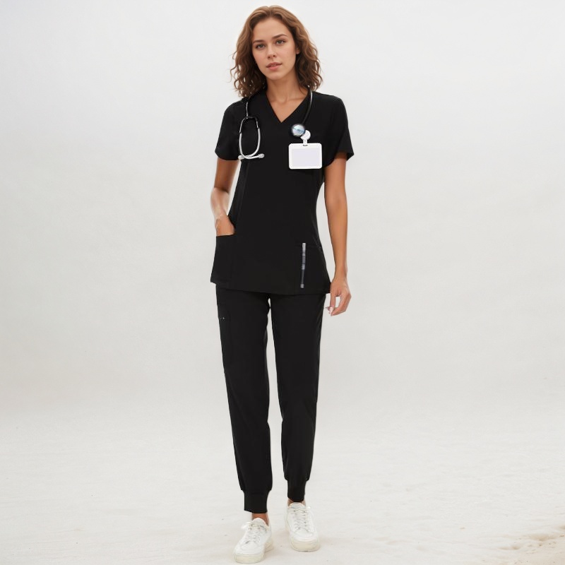 Stretch Scrubs Top And Jogger Pant With 10 Pockets