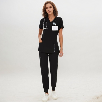 Stretch Scrubs Top And Jogger Pant With 10 Pockets