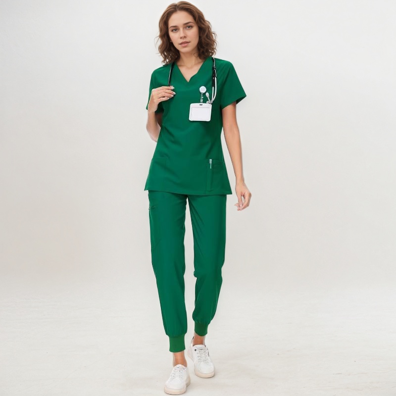Stretch Scrubs Top And Jogger Pant With 10 Pockets