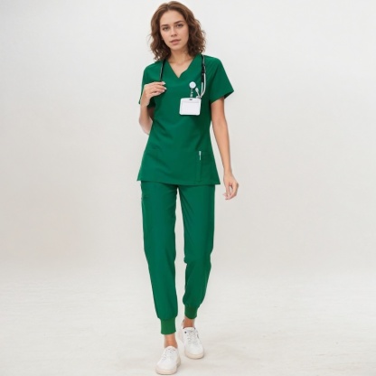Stretch Scrubs Top And Jogger Pant With 10 Pockets