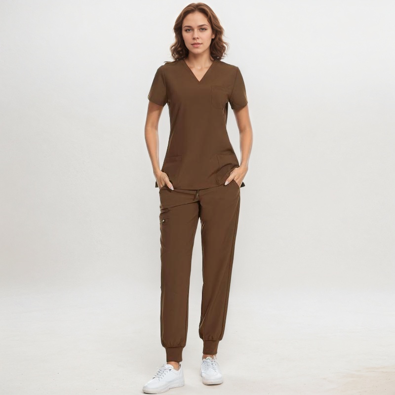 Stretch Scrubs Top And Jogger Pant With 10 Pockets