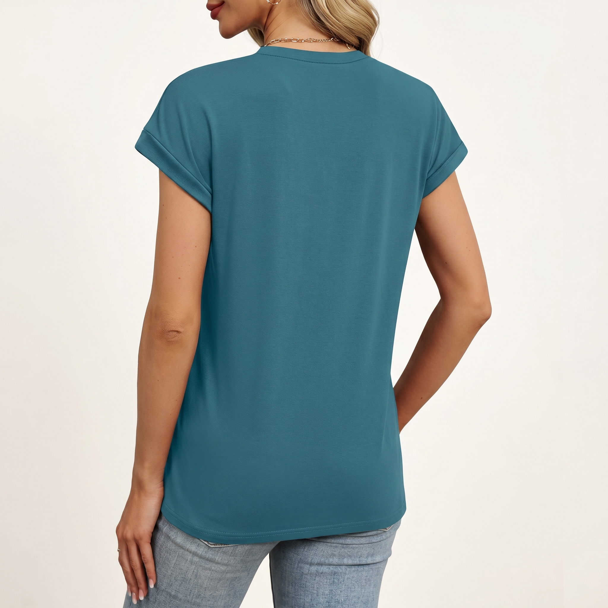 Short Sleeve Shirts Crew Tunic Blouses For Summer 