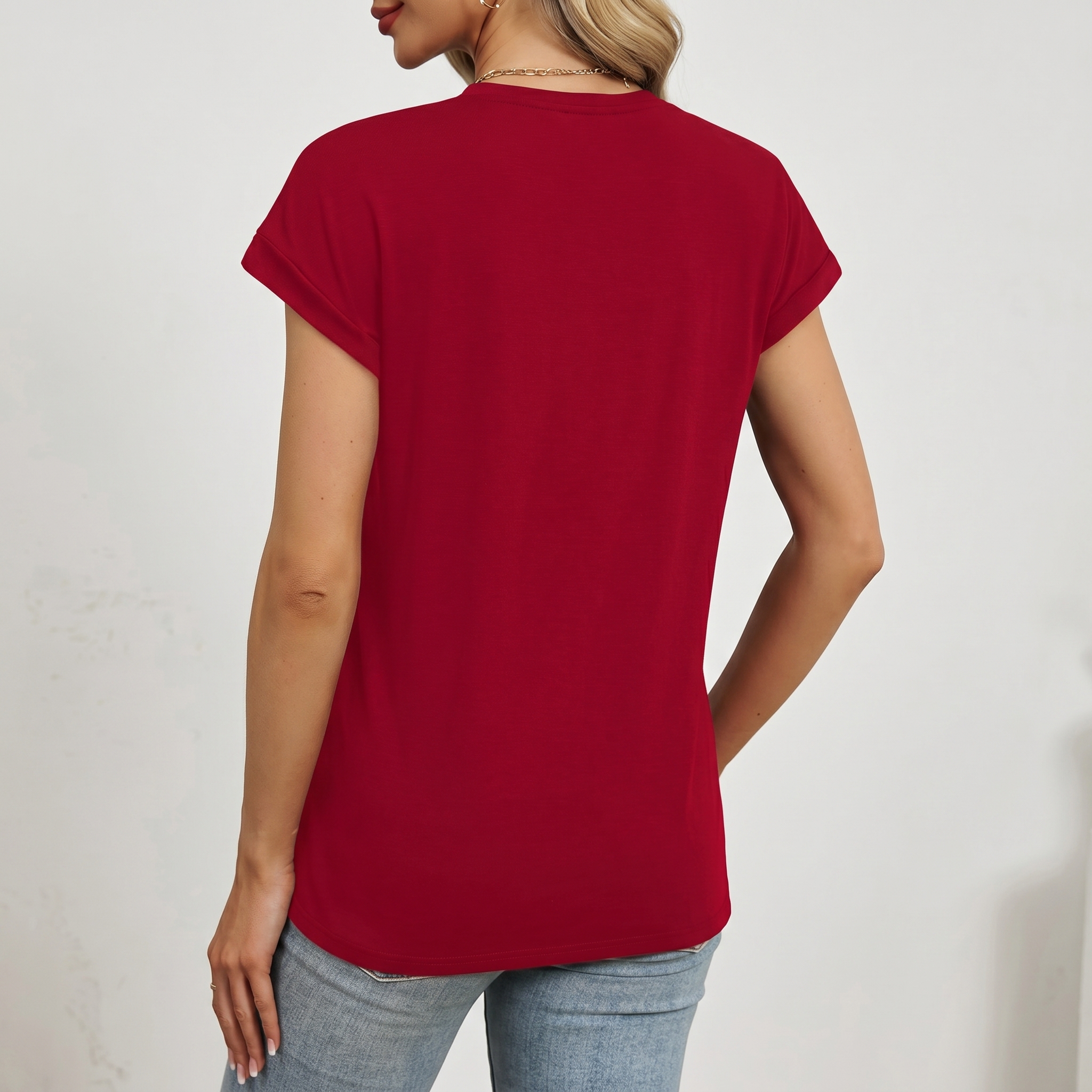 Short Sleeve Shirts Crew Tunic Blouses For Summer 