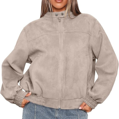 Oversized Motorcycle Bomber Women Faux Fall Fashion Leather Coat