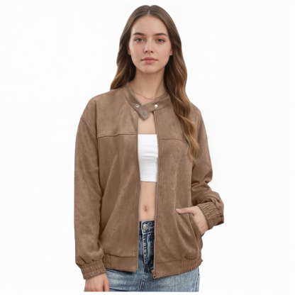 Oversized Motorcycle Bomber Women Faux Fall Fashion Leather Coat
