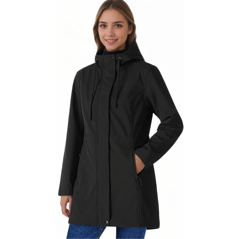 Women Lightweight Waterproof Fleece Lined Hooded Softshell Rain Jacket