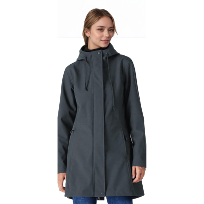 Women Lightweight Waterproof Fleece Lined Hooded Softshell Rain Jacket