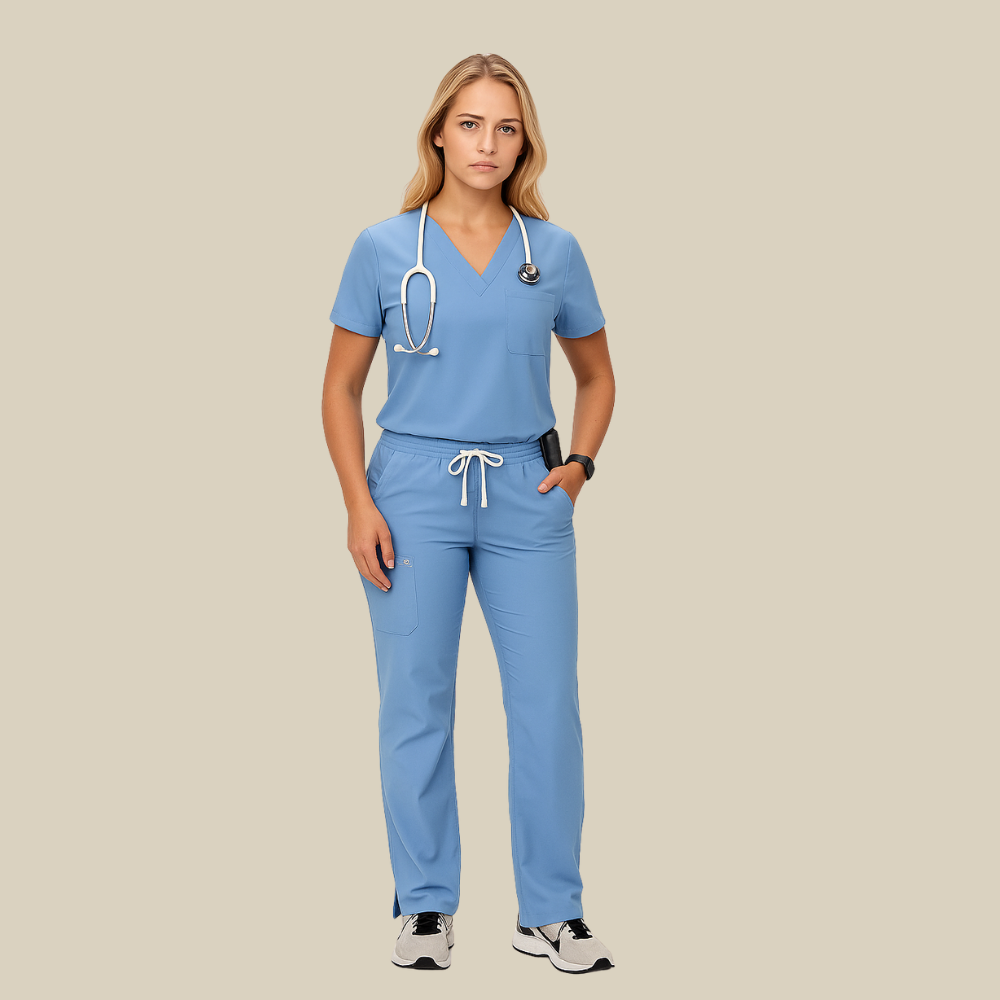Professional Scrub Set For Women With One Pocket Top And Cargo Pants