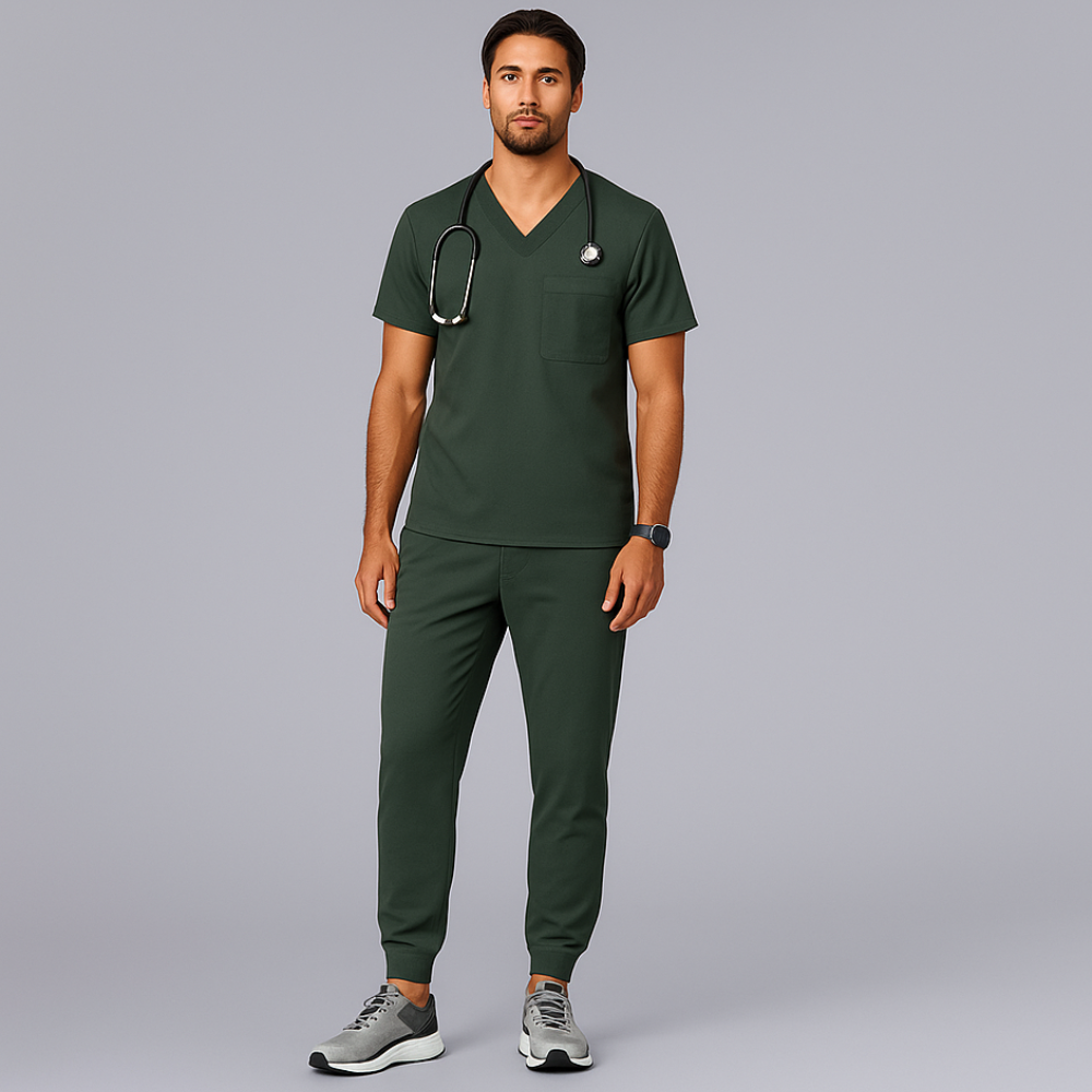Comfortable Scrub Set For Men With Three Pocket Top And Jogger Pants