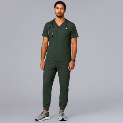 Comfortable Scrub Set For Men With Three Pocket Top And Jogger Pants