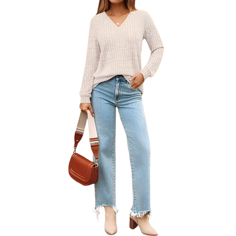 Loose Fit Long Sleeve Tunic Sweater For Women