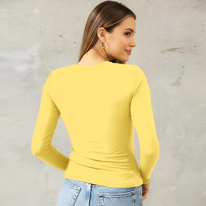 Slim Fit Cropped Design Long Sleeve Top For Women