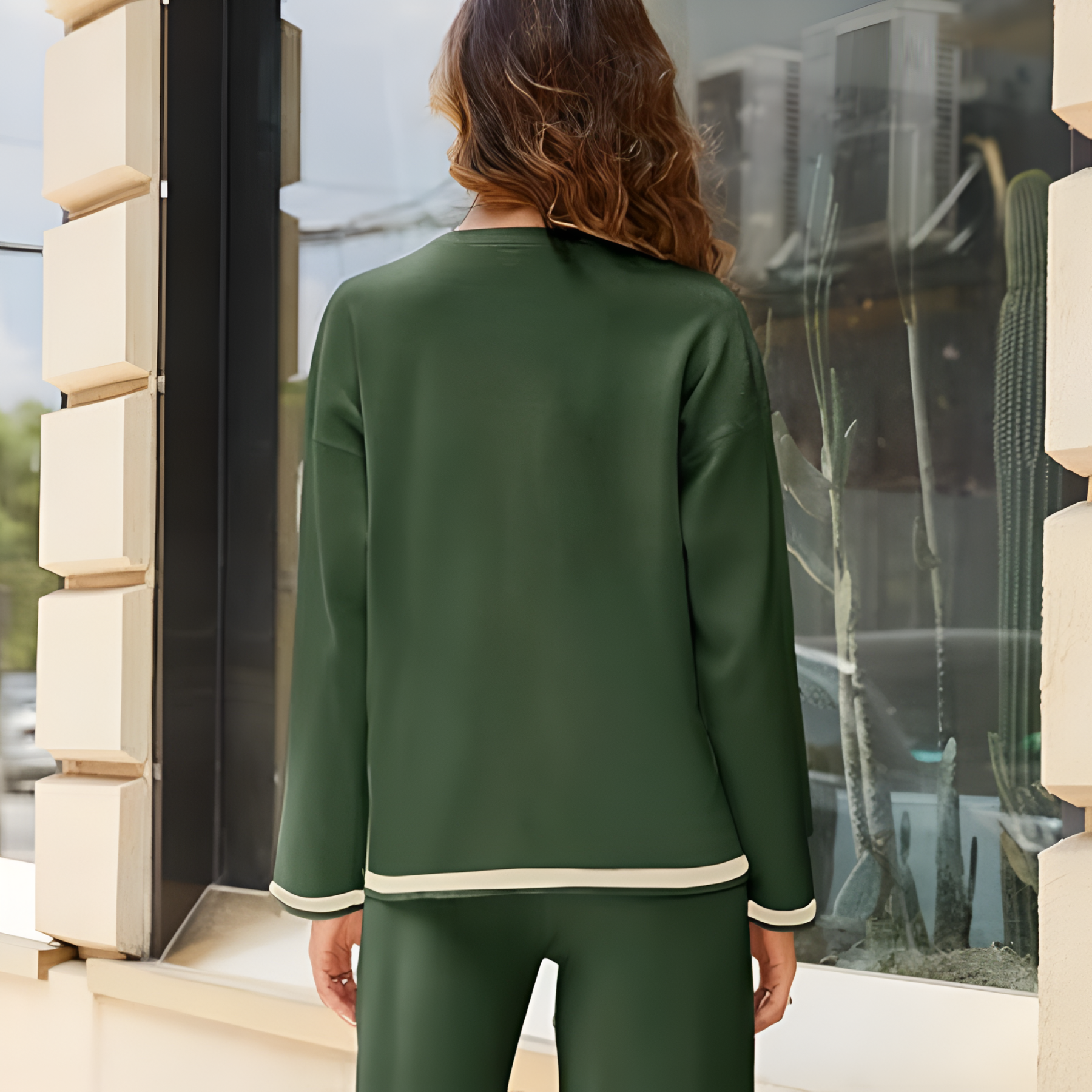 Two Piece Long Sleeve Knit Sweater And Wide Fit Pants Set