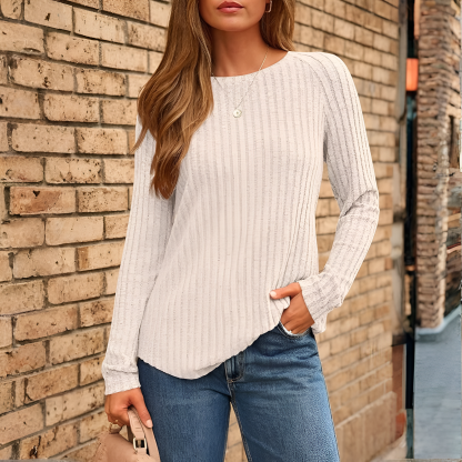 Soft Ribbed Long Sleeve T Shirt For Women