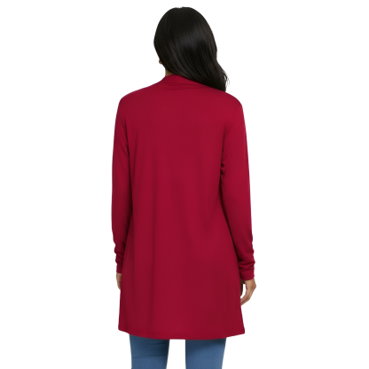 Lightweight Casual Open Front Long Cardigan With Pockets