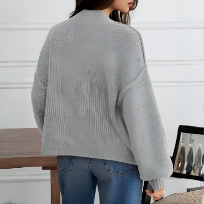 Oversized Button Up Knit Cardigan With Lantern Sleeves