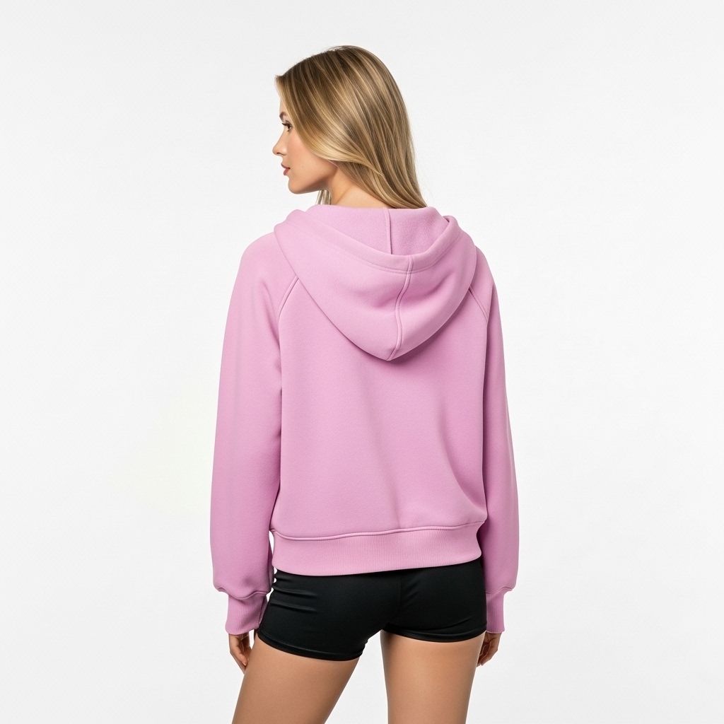 Half Zip Fleece Hoodie Sweatshirt With Oversized Fit Style For Women