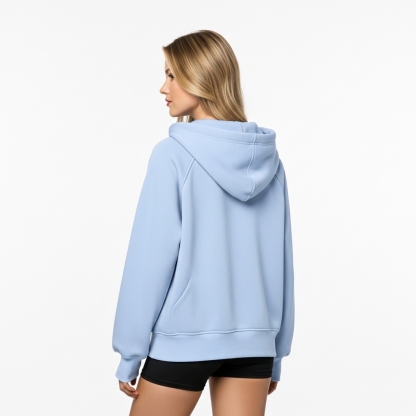 Half Zip Fleece Hoodie Sweatshirt With Oversized Fit Style For Women
