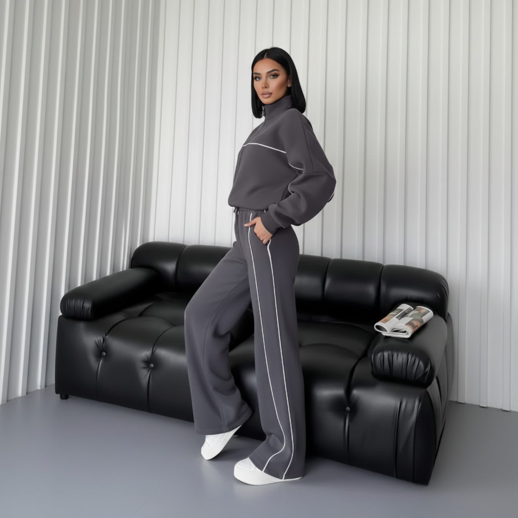 Zip Up Oversized Jogger Tracksuit Set