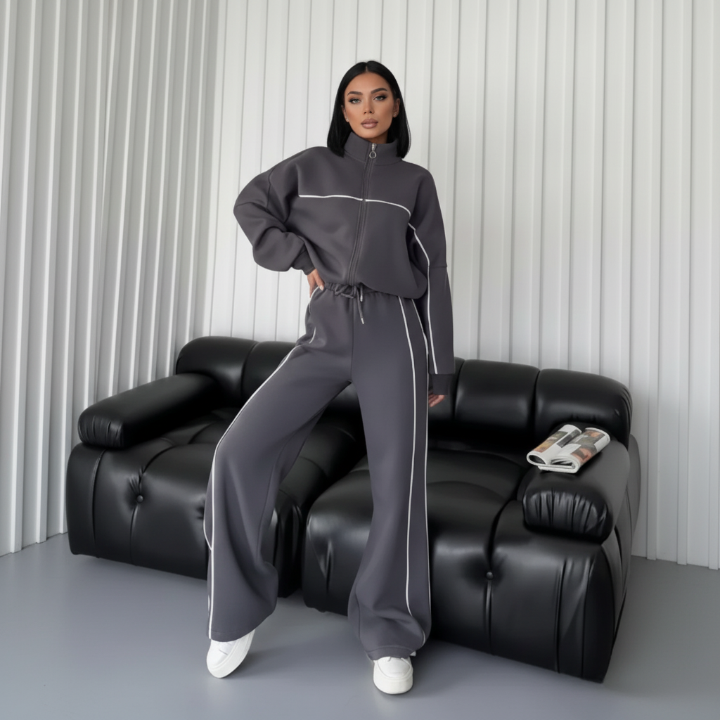 Zip Up Oversized Jogger Tracksuit Set