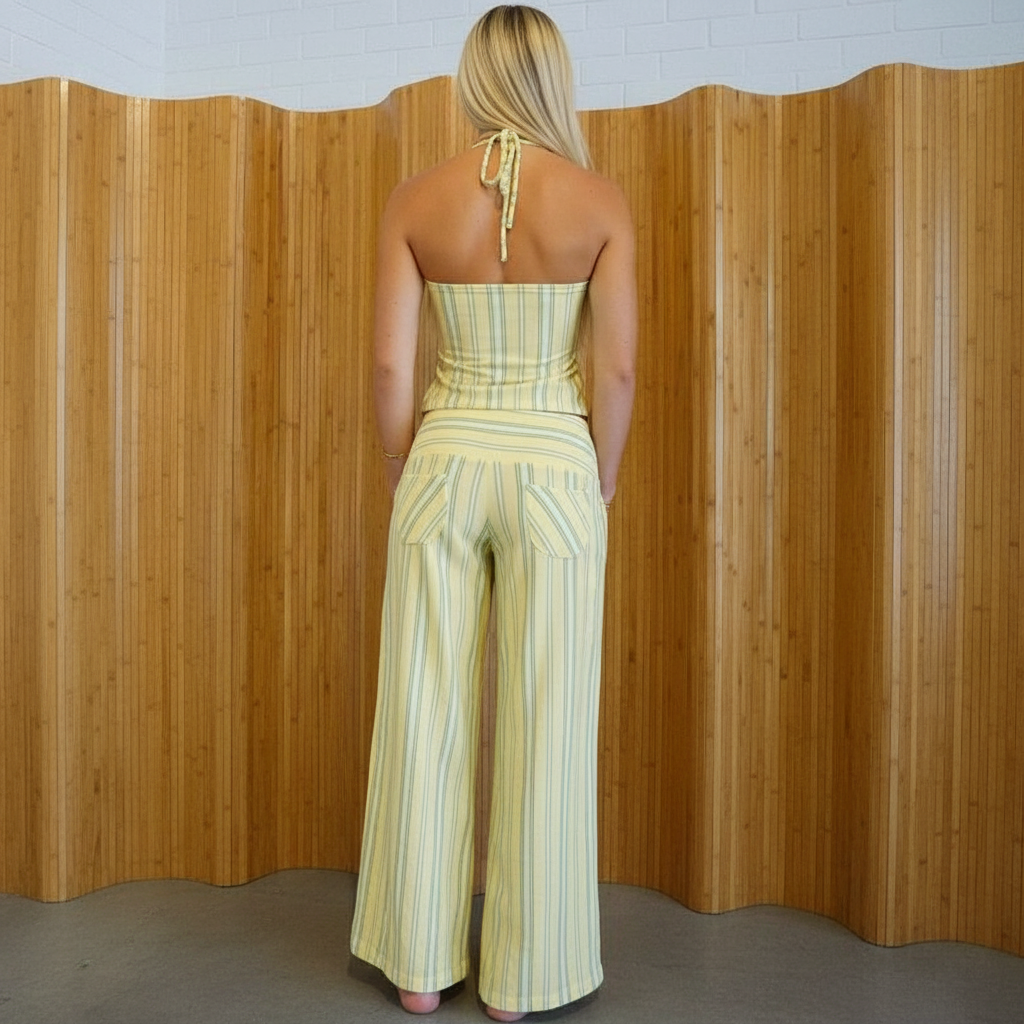 Striped Design Two Piece Summer Outfit For Women