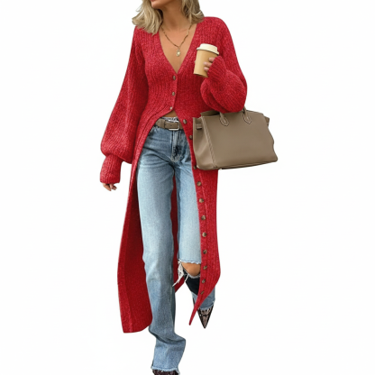 Long Sleeve Button Front Chunky Style Knit Cardigan Sweater Coat