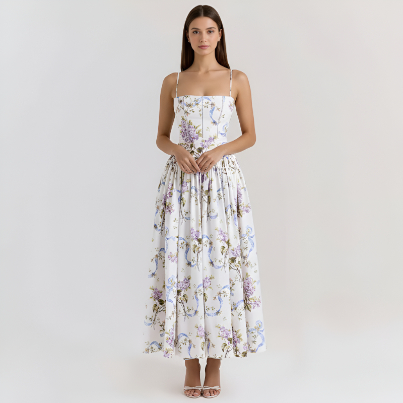 Floral Print Maxi Dress With Spaghetti Straps
