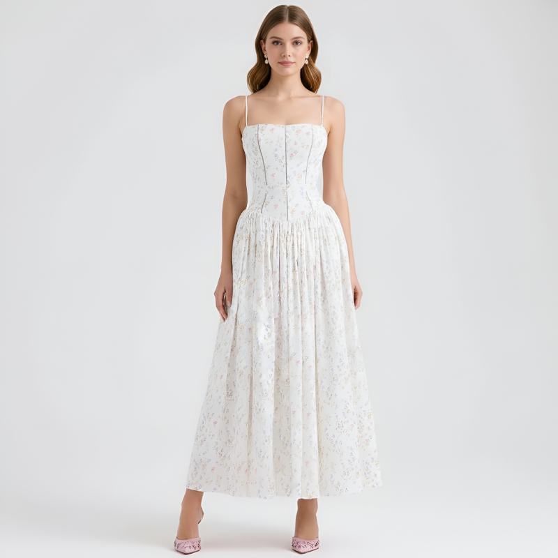 Floral Print Maxi Dress With Spaghetti Straps