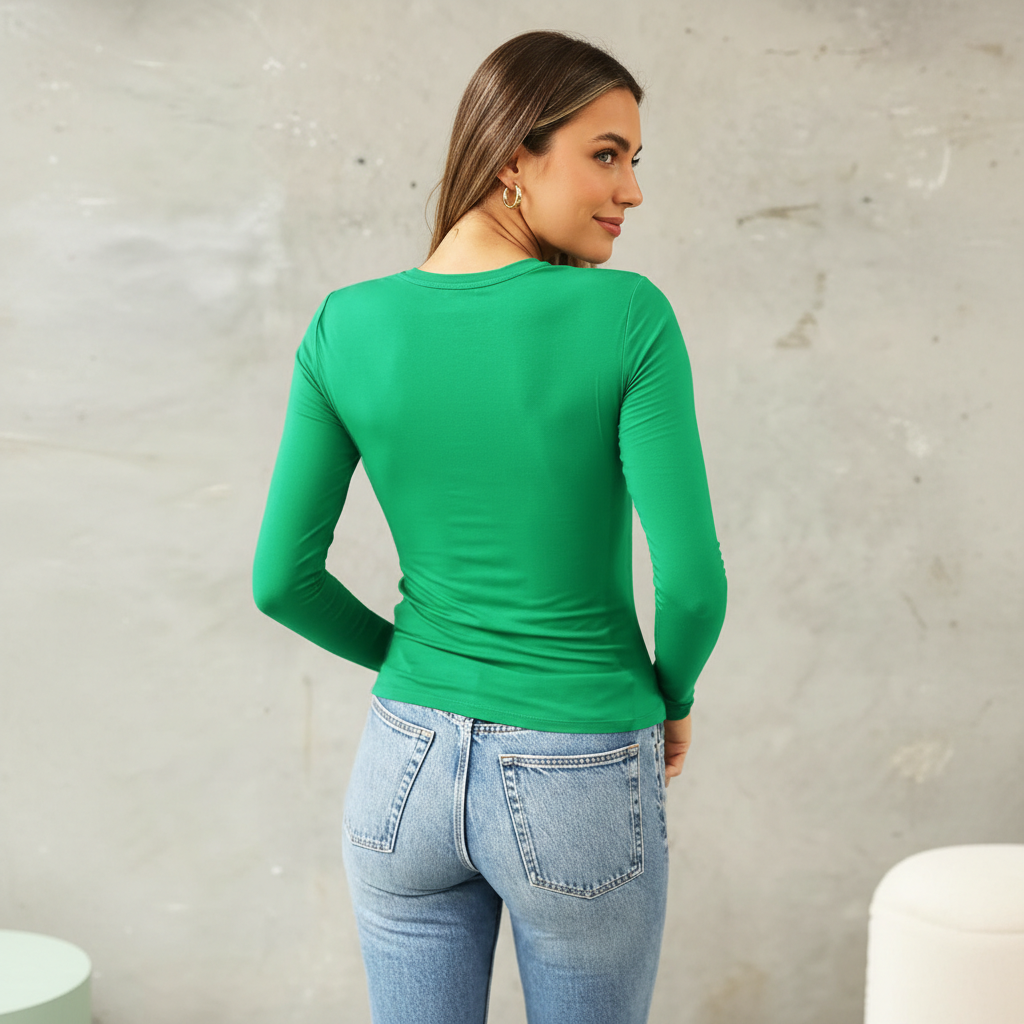 Women’s Trendy Long Sleeve Crop Top Tight Fit Casual Wear