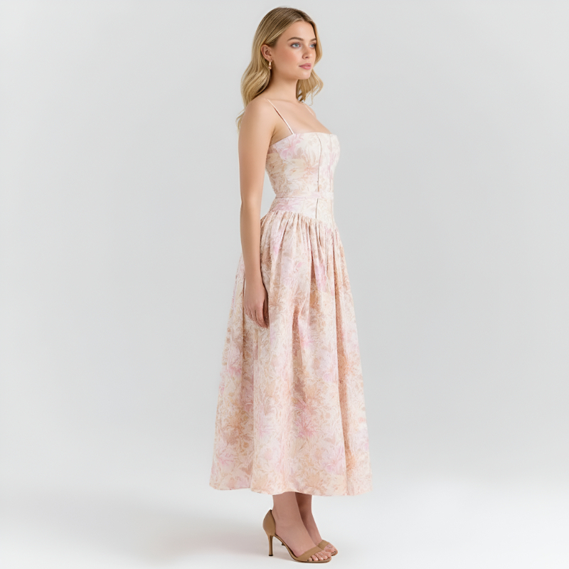 Floral Print Maxi Dress With Spaghetti Straps