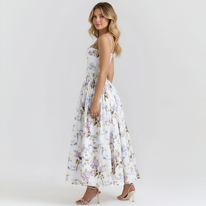 Floral Print Maxi Dress With Spaghetti Straps