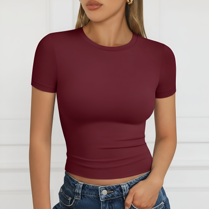 Short Sleeve Crop Top With Slim Fit Design For Workout For Women