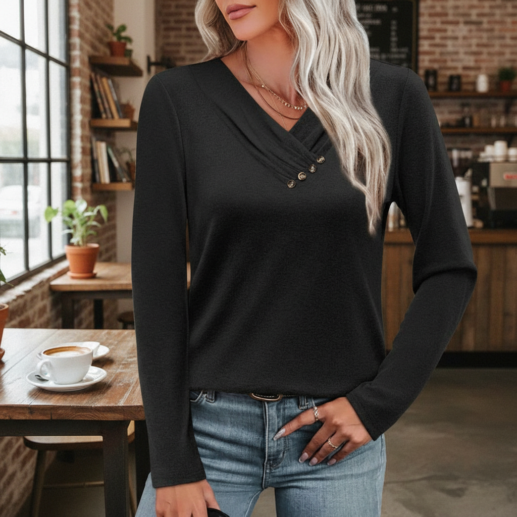 Long Sleeve Button Down Tunic Top For Women