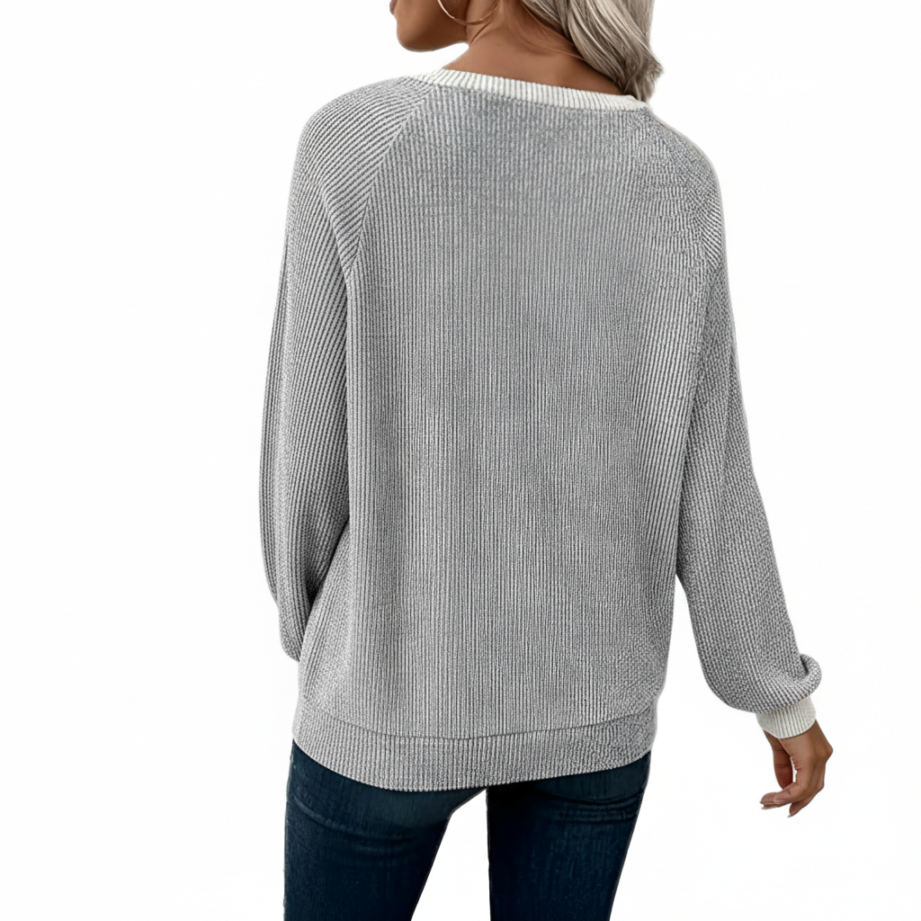 Long Sleeve Shirts With Patchwork Button Detail For Women