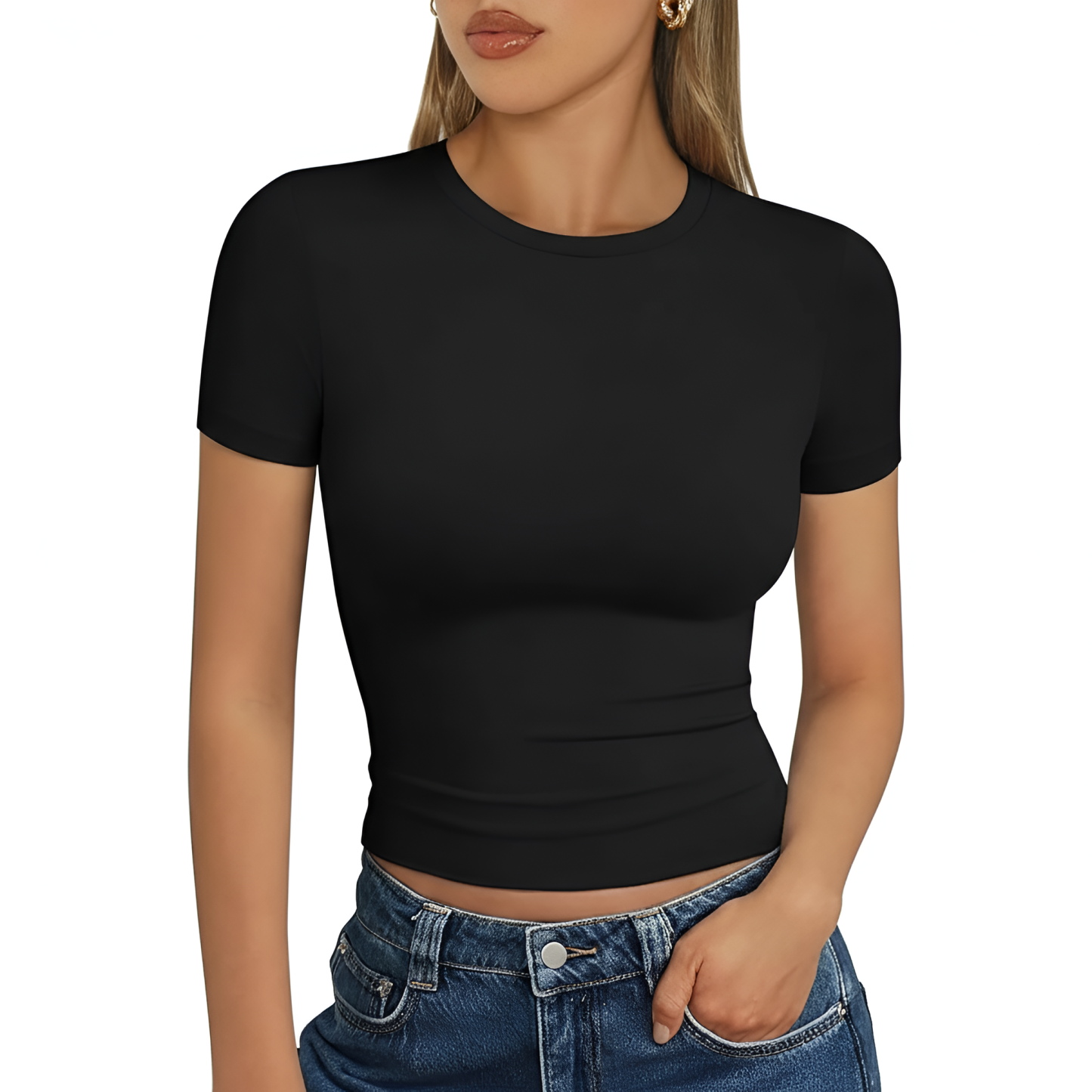 Short Sleeve Crop Top With Slim Fit Design For Workout For Women