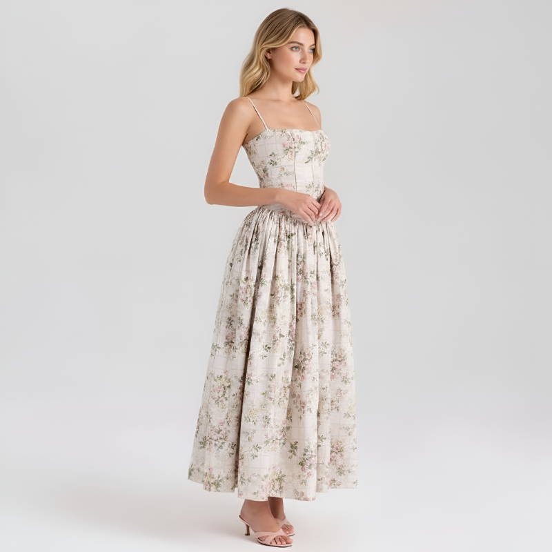 Floral Print Maxi Dress With Spaghetti Straps