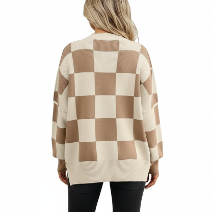 Oversized Batwing Knit Side Slit Pullover Sweater For Women