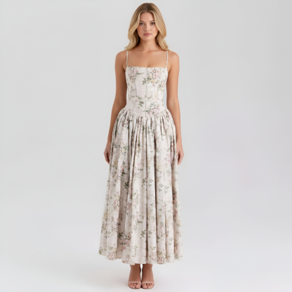 Floral Print Maxi Dress With Spaghetti Straps