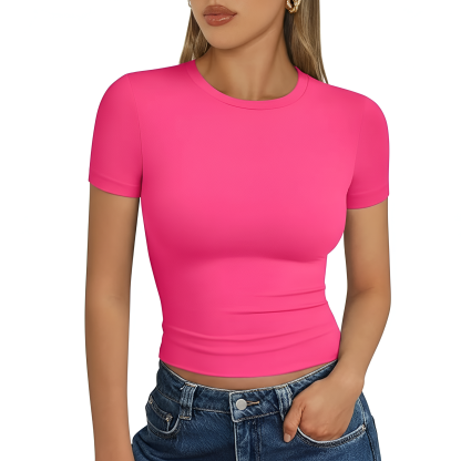 Short Sleeve Crop Top With Slim Fit Design For Workout For Women