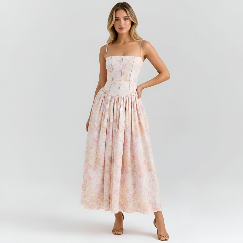 Floral Print Maxi Dress With Spaghetti Straps