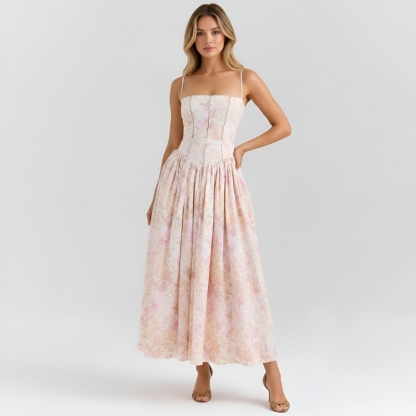 Floral Print Maxi Dress With Spaghetti Straps