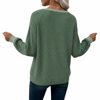 Long Sleeve Shirts With Patchwork Button Detail For Women