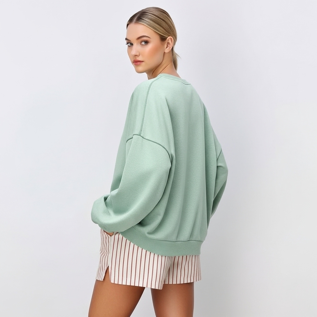 Women Oversized Striped Crewneck Sweatshirt Long Sleeve