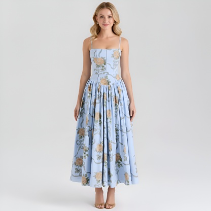 Floral Print Maxi Dress With Spaghetti Straps