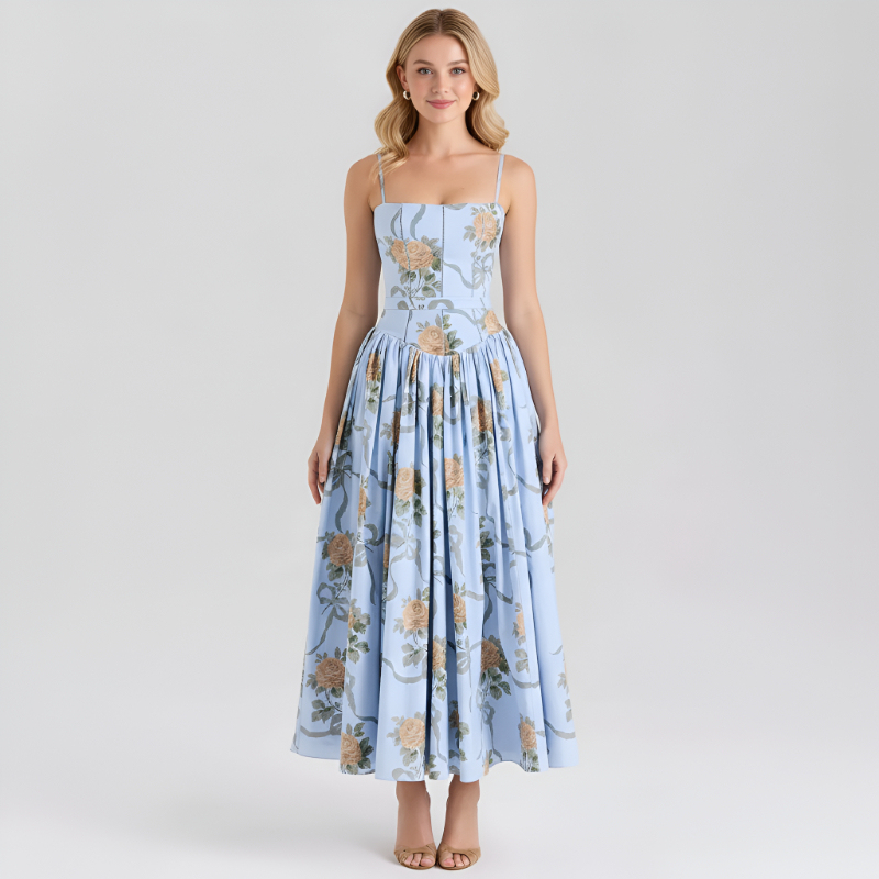 Floral Print Maxi Dress With Spaghetti Straps