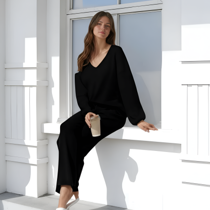 Two Piece Lounge Sets For Women With Knit Sweater Top And And Matching Pants