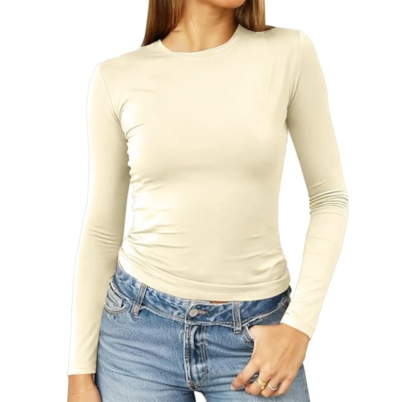 Women’s Trendy Long Sleeve Crop Top Tight Fit Casual Wear